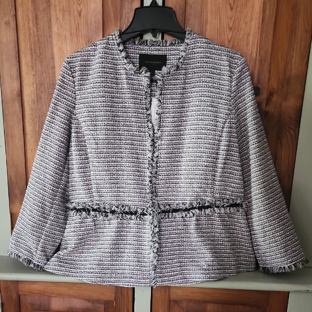 Banana Republic Black and White Tweed Blazer